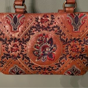 Beautiful Patricia Nash Leather and Embroidered Handbag